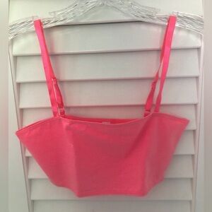 American Apparel Neon Heather Pink Cotton Spandex Super Crop Tank